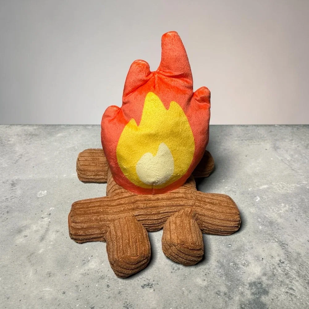 BARK A'Hound The Campfire Dog Toy M-L Orange Brown New Squeaky Corduroy Plush